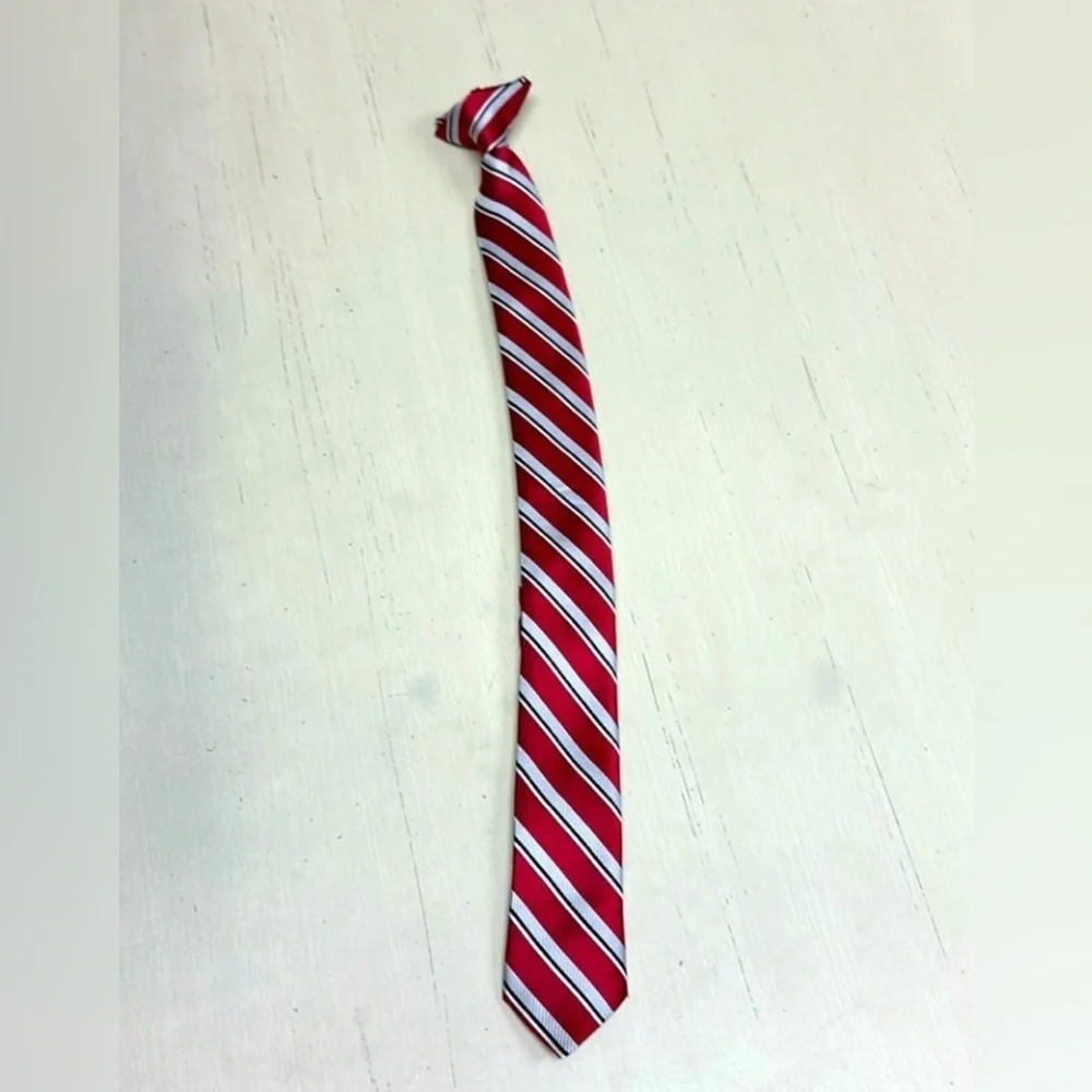 Youth Boys Red Striped Snap On Tie
